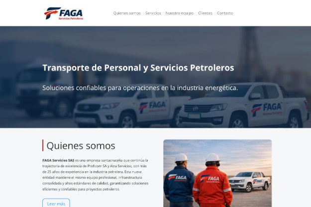 Sitio web de Faga Servicios